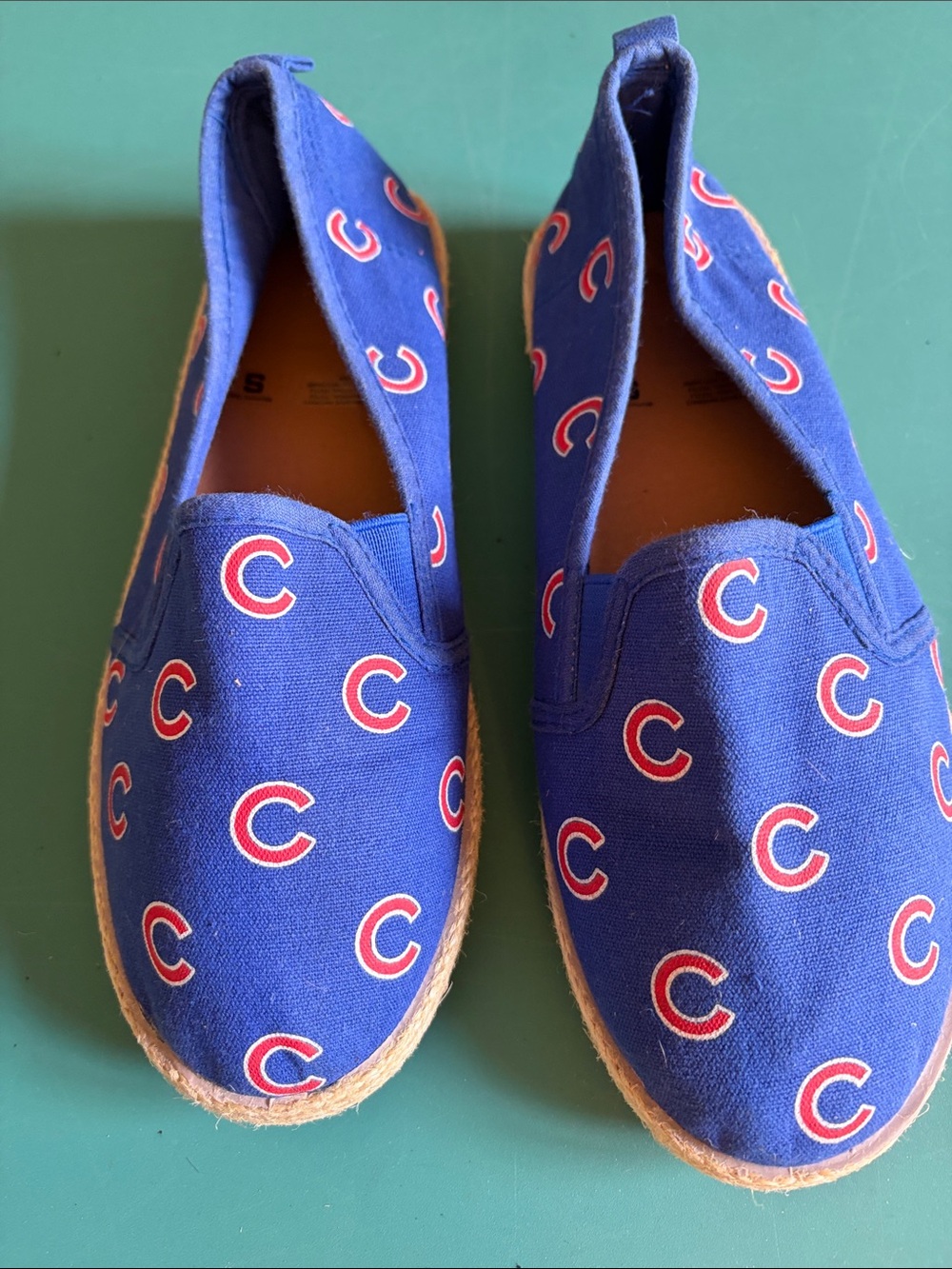 Women’s Blue Slip-On Canvas Shoes with Red Accent Cub Logos size Sm
